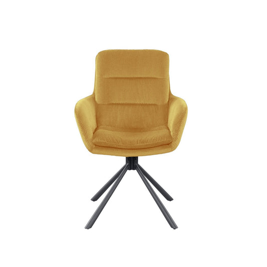 SalesFever Eetkamerstoel Goud Corduroy-look - 360° Draaibaar
