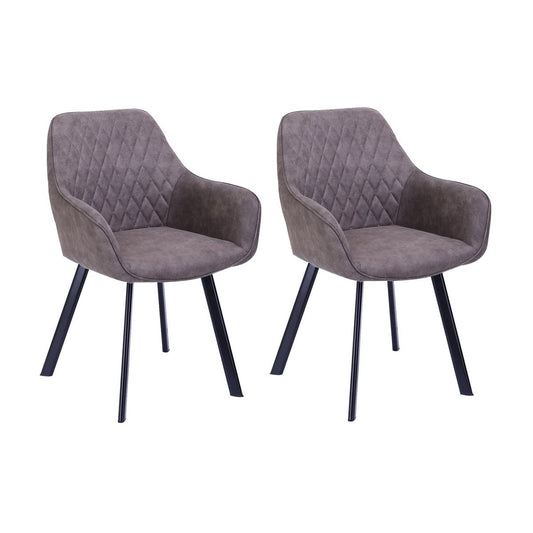 SalesFever Eetkamerstoel Set Taupe Microvezel - Zwart Metalen Frame