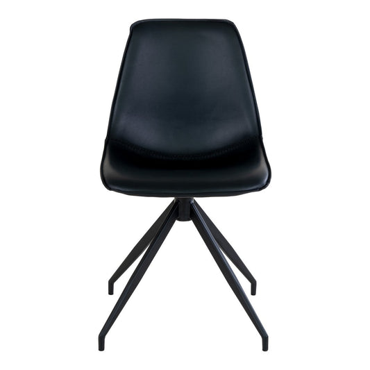House Nordic Monaco Eetkamerstoel Zwart – PU & Staal – Set van 2