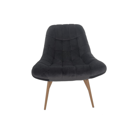 Fauteuil XXL fluweel grijs met houtlook poten – SalesFever