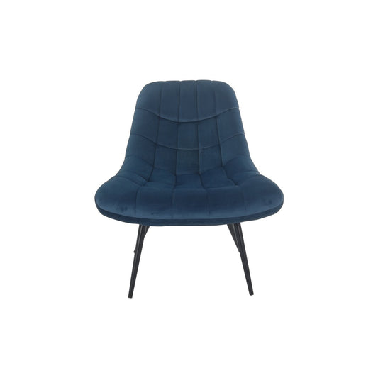 Fauteuil XXL velours blauw met zwarte metalen poten – SalesFever