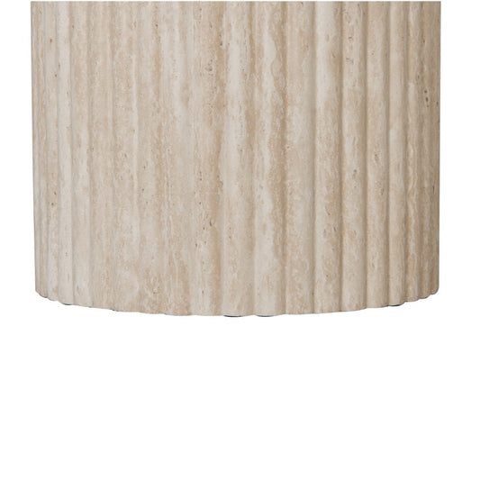 Craft salontafel klein – keramiek met travertinlook Ø50 x H51 cm — zijaanzicht
