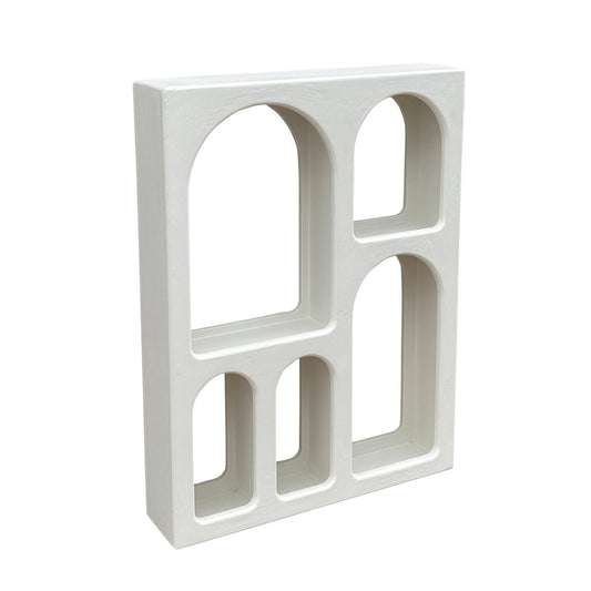 Wandplank met 5 open vakken – Scandinavisch wit kalkpleister (60x80 cm)