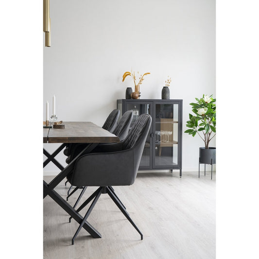 House Nordic Harbo Eetkamerstoel met Draaifunctie - Donkergrijs PU Leer