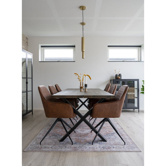 House Nordic Harbo Eetkamerstoel met Draaiknop - Bruin PU-leer
