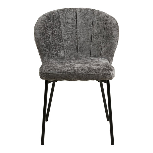 House Nordic Roanne Eetkamerstoel Grijs, Zwarte Poten (Set van 2)
