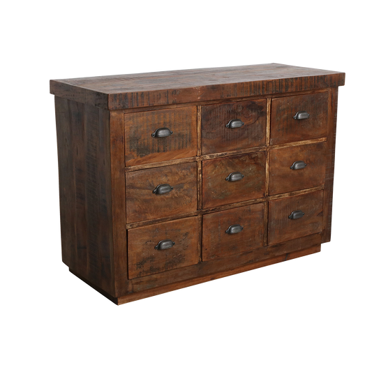Factory dressoir met 9 lades – gerecycled hout – 120x50x80 cm