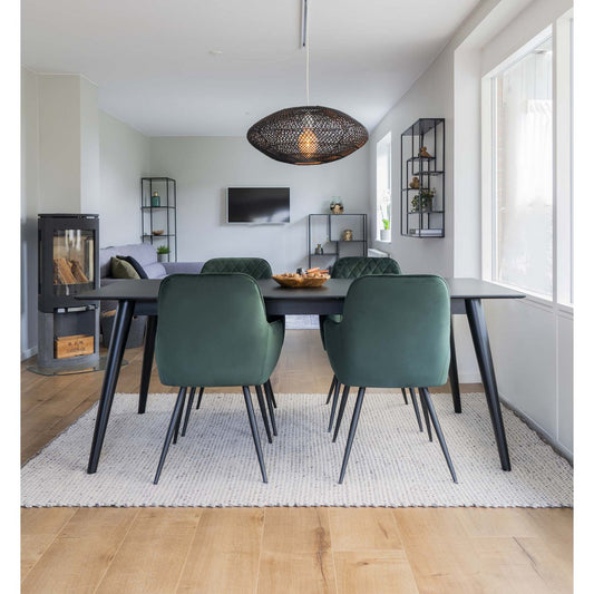 House Nordic Harbo Eetkamerstoel - Groen Fluweel - Set van 2
