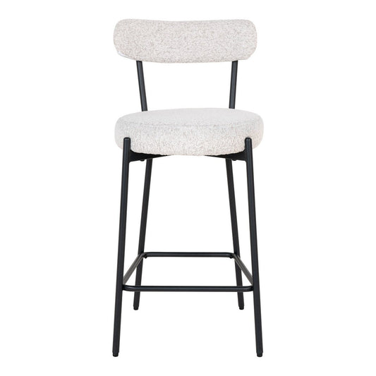 Badalona Counter Chair - Wit Bouclé, zwarte poten, 46x39x90 cm