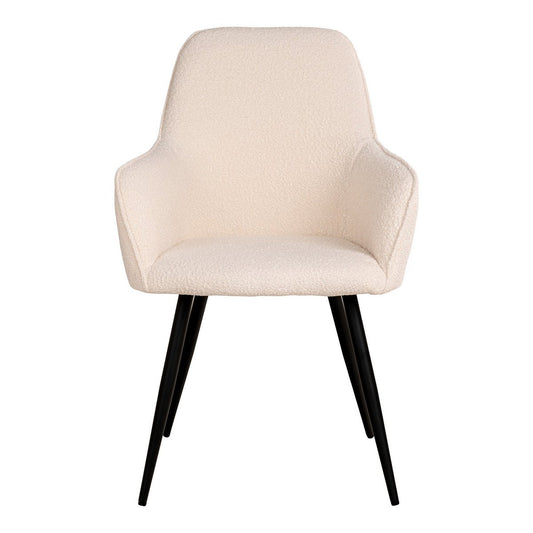 House Nordic Harbo Eetkamerstoel – Wit Bouclé, Zwarte Poten (Set van 2)