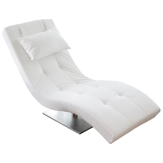 Relax ligbed – wit kunstleer met nekkussen