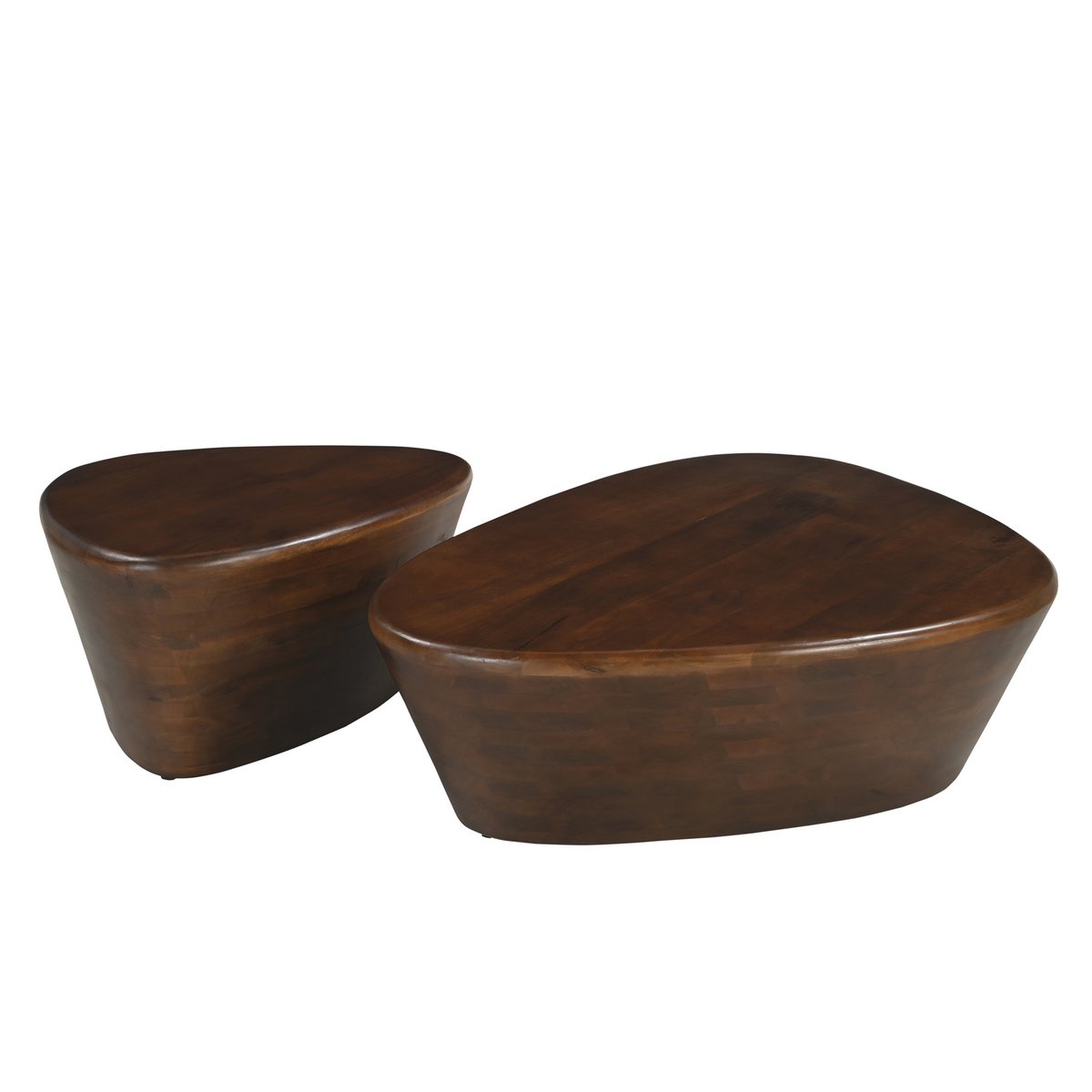 Zijtafel van massief mangohout – driehoekig design