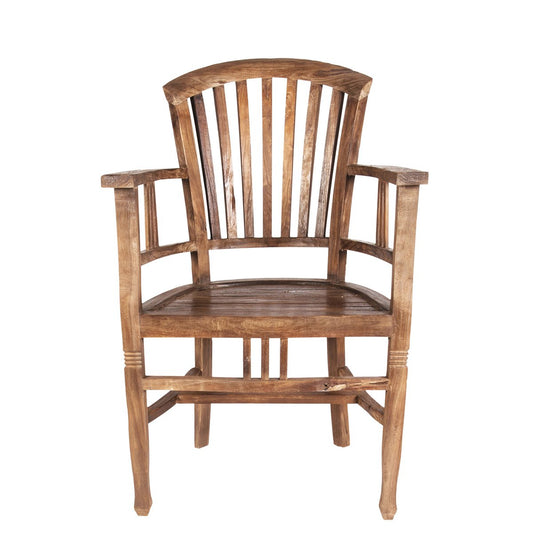 Fauteuil van gerecycled teakhout – warm bruin, tijdloos design — zijaanzicht