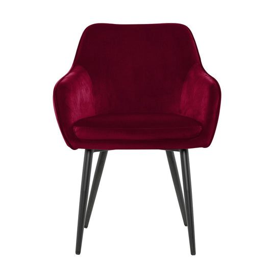 SalesFever Eetkamerstoel rood fluweel met armleuningen – SalesFever
