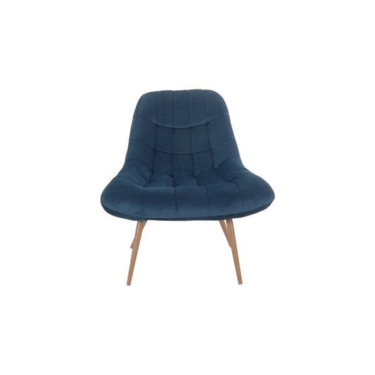 Fauteuil XXL Velours Blauw met Houtlook Poten - SalesFever