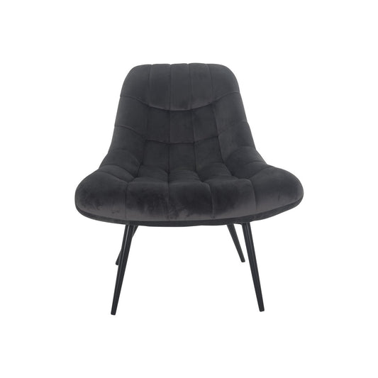Fauteuil XXL van fluweel – grijs met zwarte metalen poten