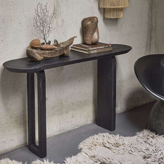 Bullnose consoletafel zwart – massief mangohout