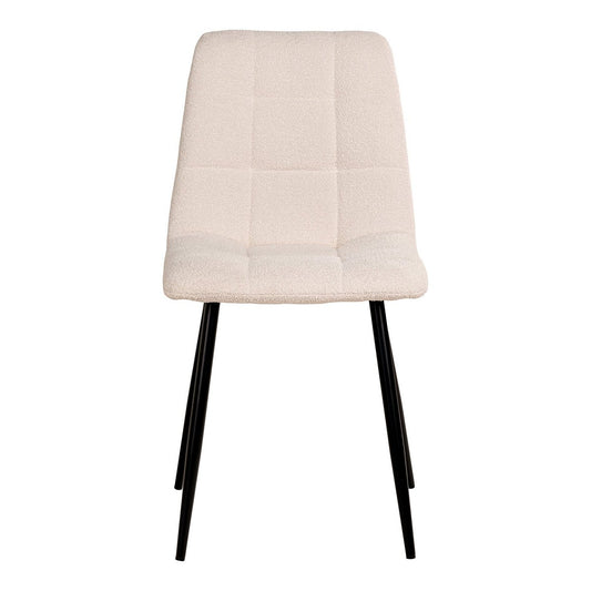 House Nordic Middelfart Eetkamerstoel - Wit Bouclé, Zwarte Poten (Set van 2)