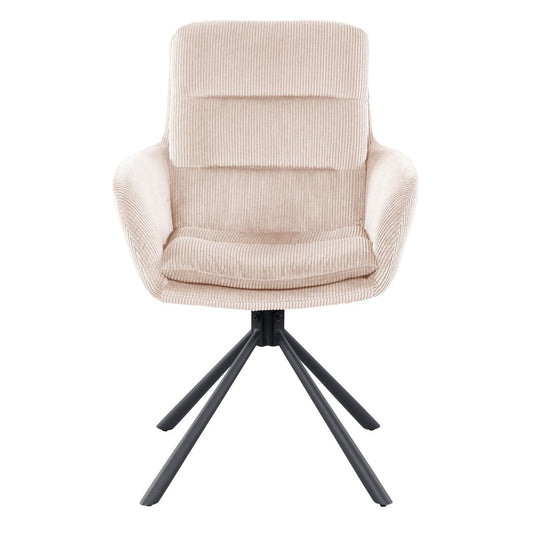 SalesFever Eetkamerstoel in corduroy look beige – 360° draaibaar