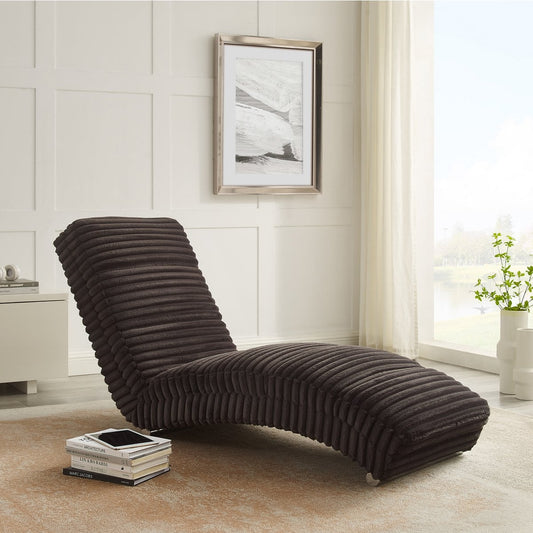 Chaise longue pluche corduroy zwart — zijaanzicht