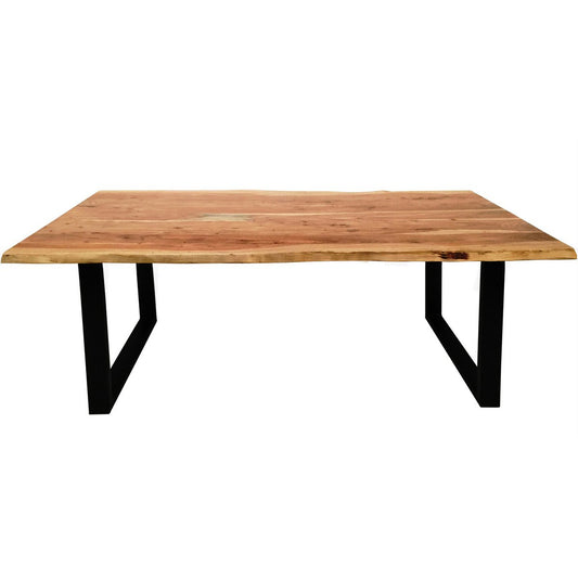 Eettafel 180 x 90 cm – massief acaciahout met zwart frame