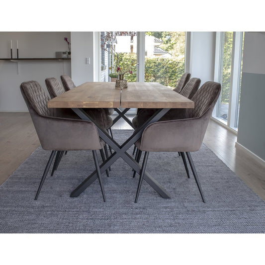 House Nordic Harbo Eetkamerstoel – Fluweel, Lichtbruin (Set van 2)