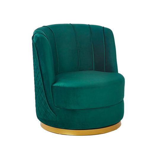Groen fluwelen draaifauteuil met gouden voet