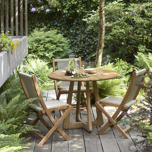 Verano tuintafel Ø 100 cm – Gerecycled teakhout