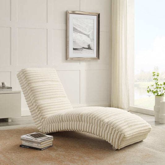 Chaiselongue plüschkoord beige — zijaanzicht