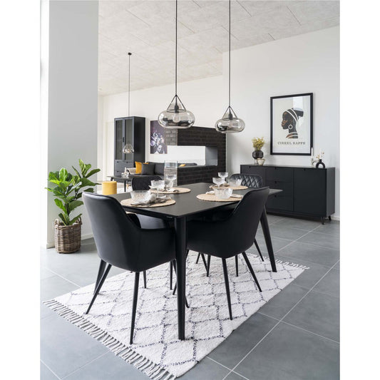 House Nordic Harbo Eetkamerstoel - Zwart PU-leer & Staal (Set van 2)