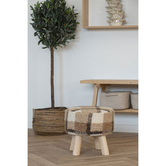 Aberdeen kruk - bruin mix ø31 x 29 cm | House Nordic