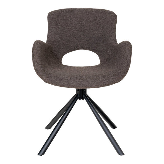 House Nordic Amorim Eetkamerstoel – Bouclé Paddestoel met Zwarte Draaivoet (Set van 2)