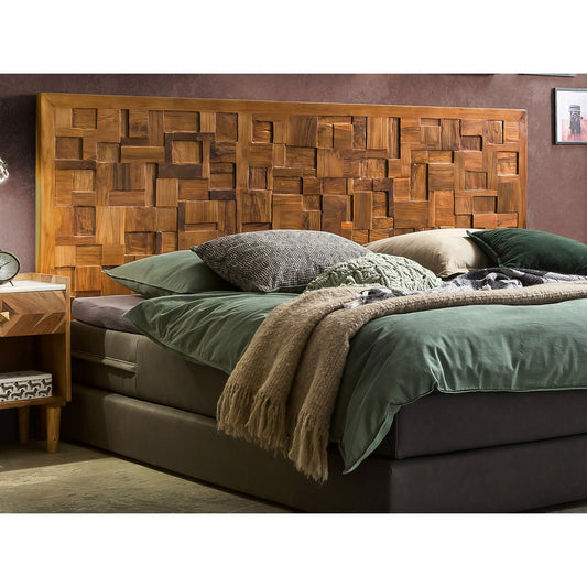 Hoofdbord hout & rotan 220 cm – Teak (SIT Möbel)