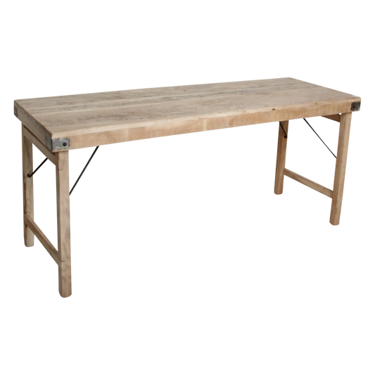 Limewash markttafel/eettafel – inklapbaar, gerecycled hardhout