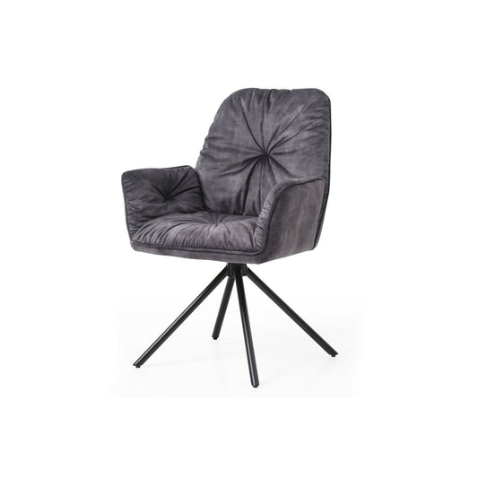 SalesFever Eetkamerstoel met 360° draaifunctie – Zwart velvet