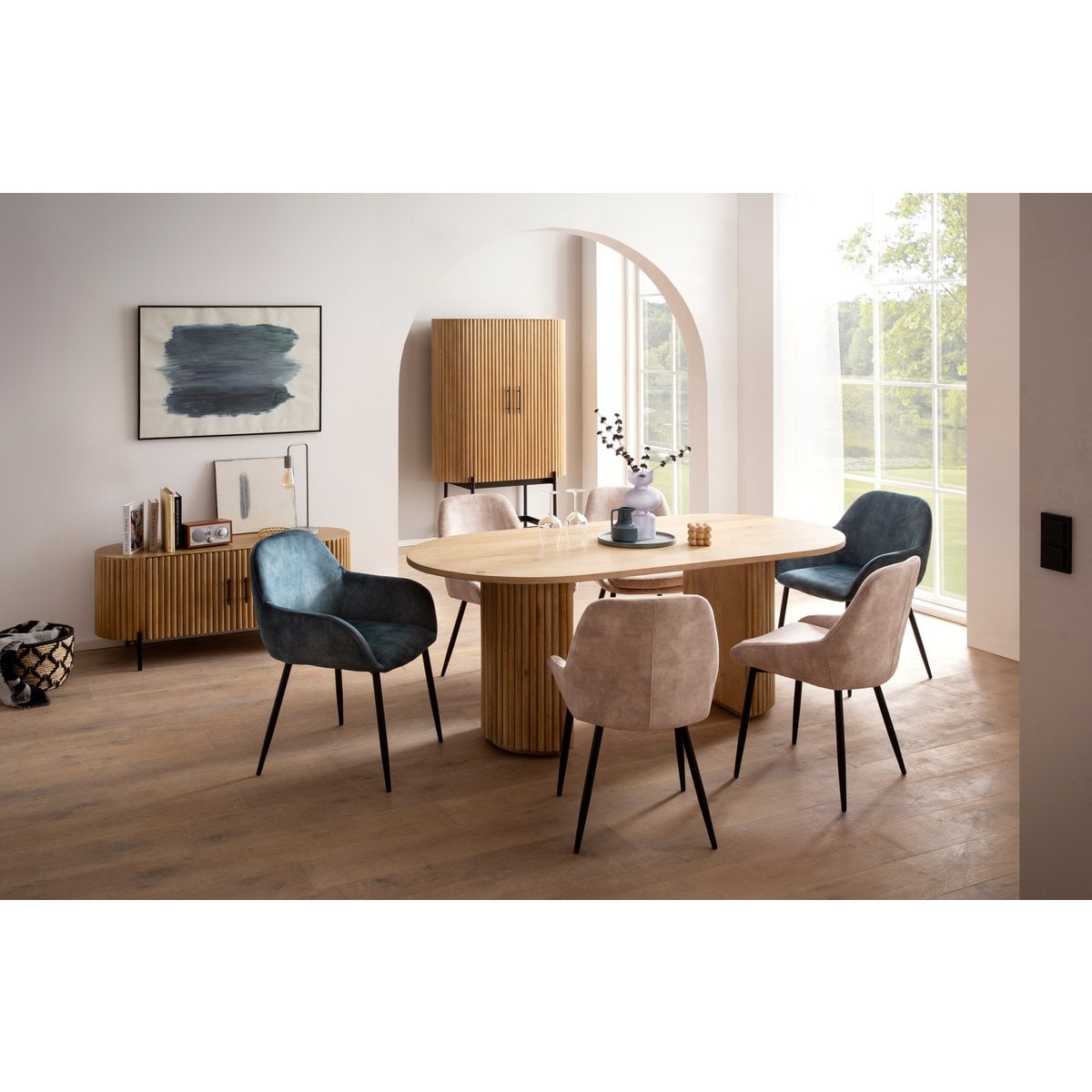 TV-lowboard STRIPE van mangohout – 120 x 40 x 54 cm