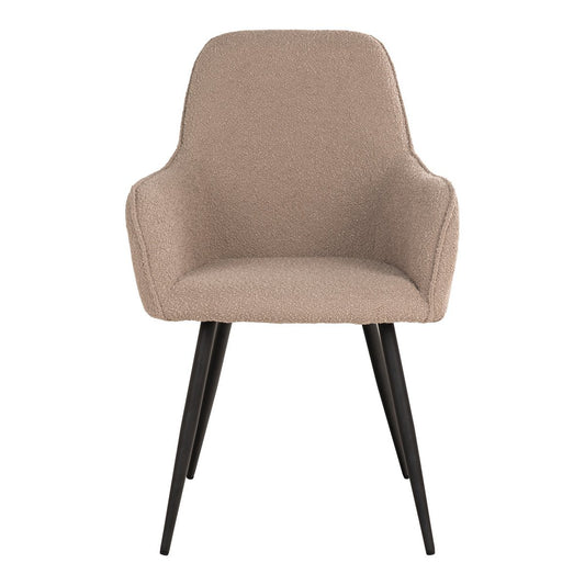 House Nordic Harbo Eetkamerstoel - Beige Bouclé met Zwarte Poten (Set van 2)