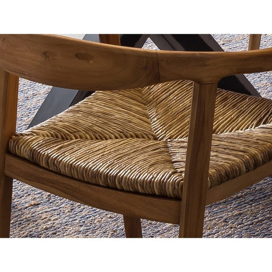 Fauteuil van teakhout met Weens rotan — zijaanzicht