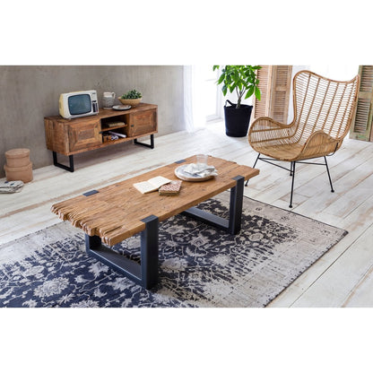 Rotan fauteuil met antiek zwart metalen frame – handgemaakt