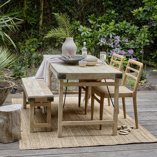 Limewash eettafel inklapbaar – gerecycled hardhout