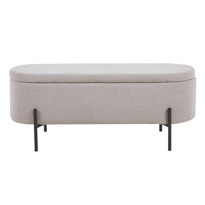 Bedbank met opbergfunctie in taupe bouclé