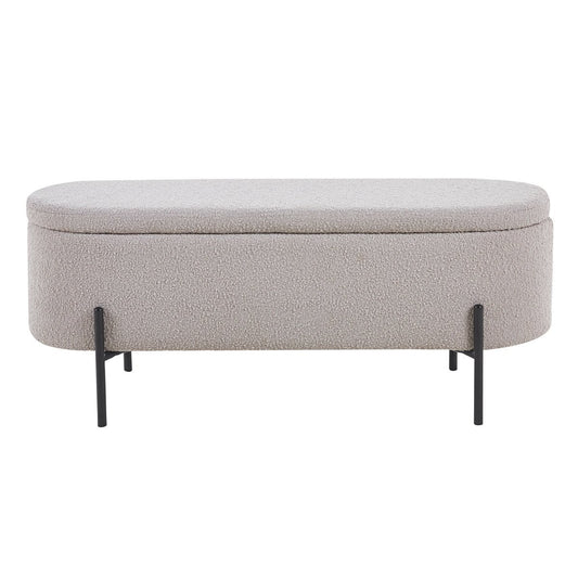 Bedbank met opbergfunctie in taupe bouclé