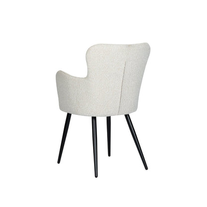 Oorfauteuil Parelwit Bouclé (Set van 2) — schuine hoek — MEUBELIER