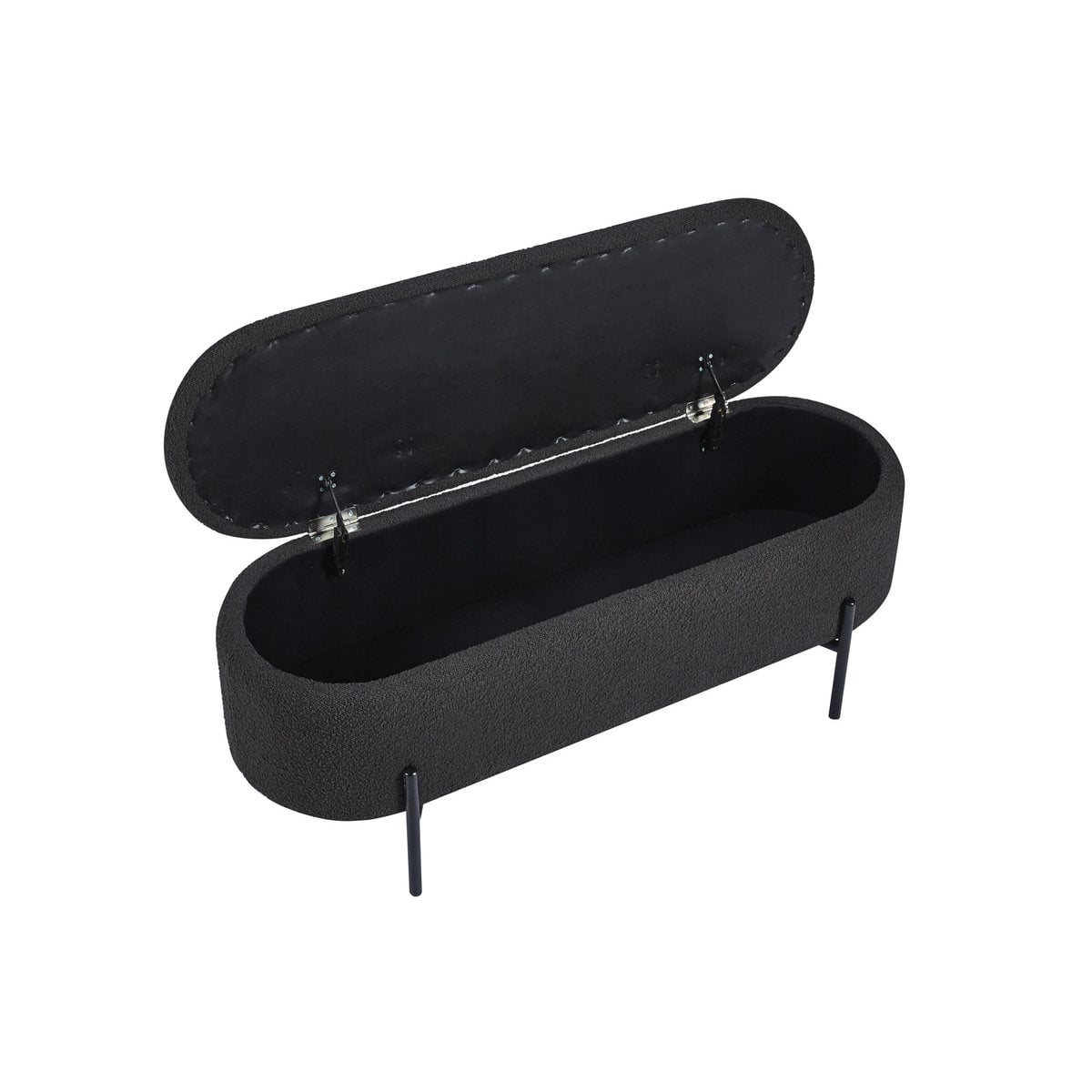 Bedbank met opbergruimte – bouclé antraciet