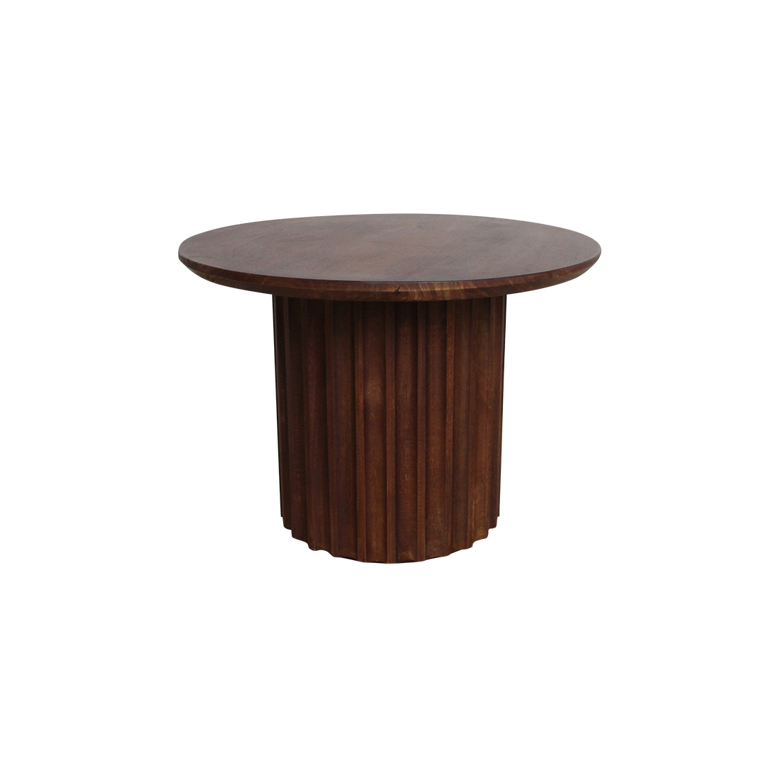 Bullnose bijzettafel bruin 55 cm – mangohout met karakter — achteraanzicht — MEUBELIER