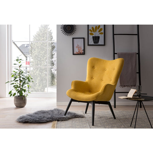 Fauteuil gele structuurstof – Scandinavische look, topcomfort