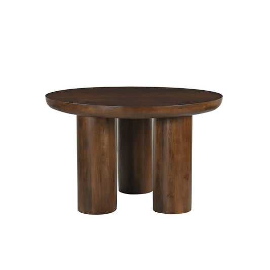 Ronde eettafel Ø120 cm – massief mangohout met 3 kolompoten