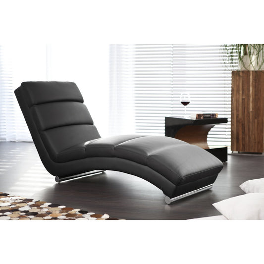 Relax ligbed in zwart kunstleer – ergonomische chaise longue