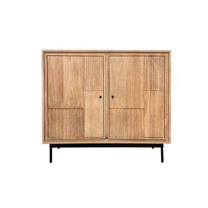 Ladekast met 2 deuren – Mangohout & Zwart Metaal (100 x 90 x 40 cm)