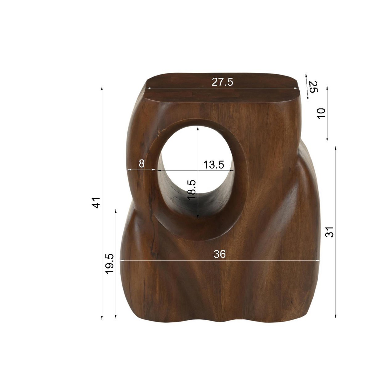 Zijtafel mangohout met open vak – bruin | SIT Möbel